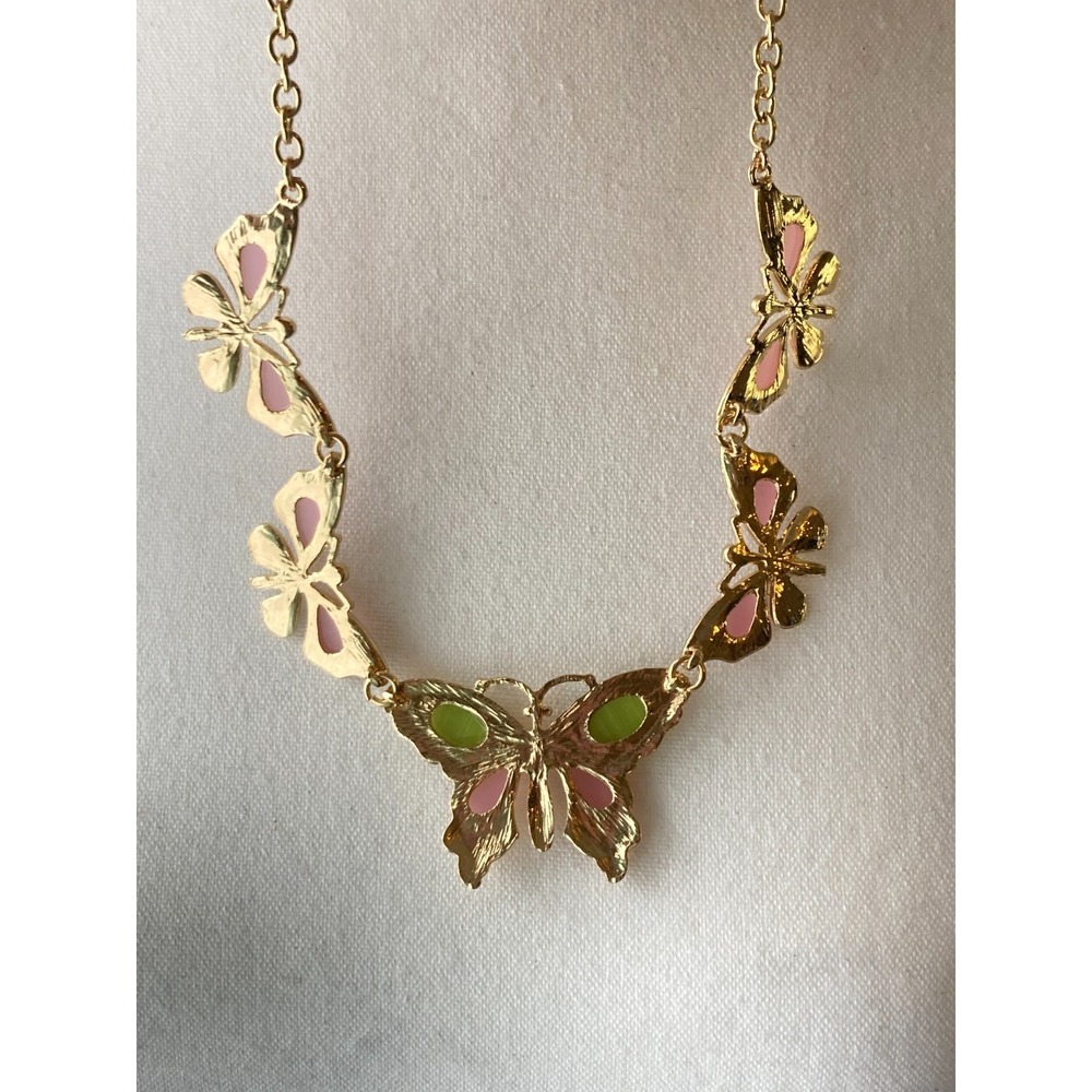 Natasha Butterfly Collar Necklace Pastel Enamel Cabochon Fairy Spring Whimsical - Picture 6 of 9